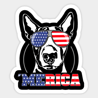 Proud Bull Terrier American Flag Merica dog Sticker